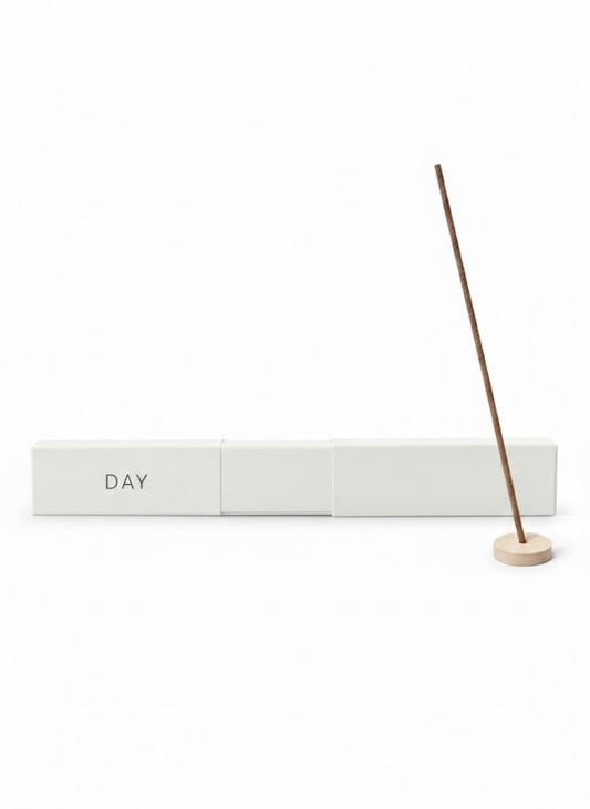 BLANK DAY everyday incense with low smoke in minimal white setting